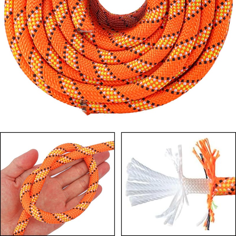 IHDYPPEW 1/2 Inch 100 FT Tree Felling Rope, Professional Static Rope, Orange Versatile Arborist Logging Ropes for Tree Pulling, Bull Pulling, Sturdy Ropes for Adults, and More - Image 3